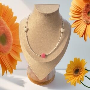 Pink and Cream Beaded Necklace with Elegant Design